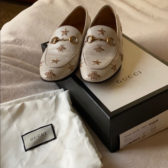Gucci Shoes - Gucci Jordaan Leather Loafer embroidered star bee
